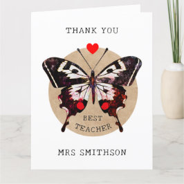 Tarjeta De Agradecimiento Añadir el nombre Cute Vintage Butterfly mejor prof