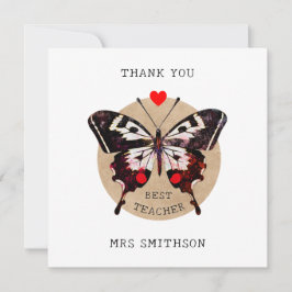 Tarjeta De Agradecimiento Añadir el nombre Cute Vintage Butterfly mejor prof
