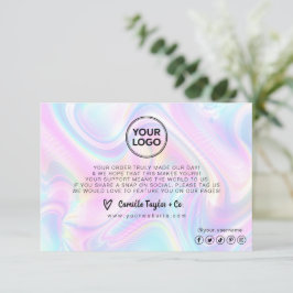 Tarjeta De Agradecimiento Añadir Personalizado Tu Logotipo Holo de negocios 