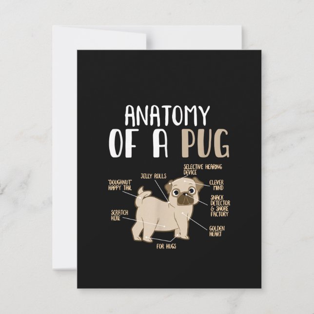 Tarjeta De Agradecimiento Anatomía de un perro de raza Pug Amante de los per (Anverso)