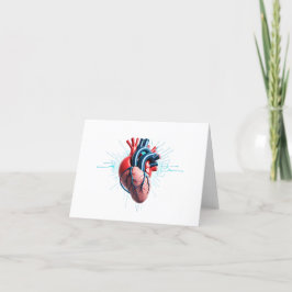 Tarjeta De Agradecimiento Anatomical Heart with EKG – Medical Art Design
