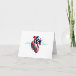 Tarjeta De Agradecimiento Anatomical Heart with EKG – Medical Art Design