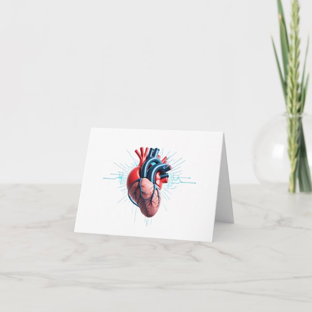 Tarjeta De Agradecimiento Anatomical Heart with EKG – Medical Art Design (Anverso)