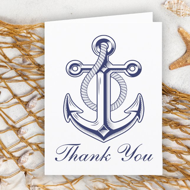 Tarjeta De Agradecimiento Anchor Sailor Navy Boda Náutico Azul Gracias (Subido por el creador)