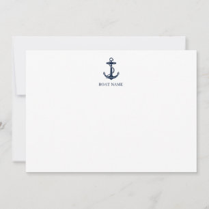 Tarjeta De Agradecimiento Ancla de barco náutico y nombre capitán