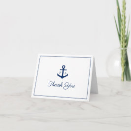 Tarjeta De Agradecimiento Ancla Monograma Azul Marino Boda Náutica