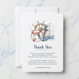 Tarjeta De Agradecimiento Ancla Náutica de Cumpleaños Azul