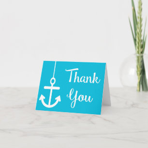 Tarjeta De Agradecimiento Ancla Náutica Gracias Azul Turquesa Playa