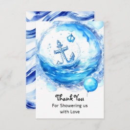 Tarjeta De Agradecimiento Anclado en Alegría: Nautical Boy Baby Shower