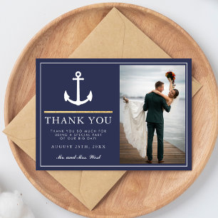 Tarjeta De Agradecimiento Anclado En Amor Náutico Ancla Rústica Boda