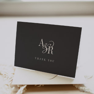 Tarjeta De Agradecimiento ANDREA Boda Moderno Mínimo Gris Oscuro