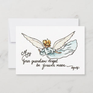 Tarjeta De Agradecimiento Ángel acuarela que se acerca y te mira con gracia