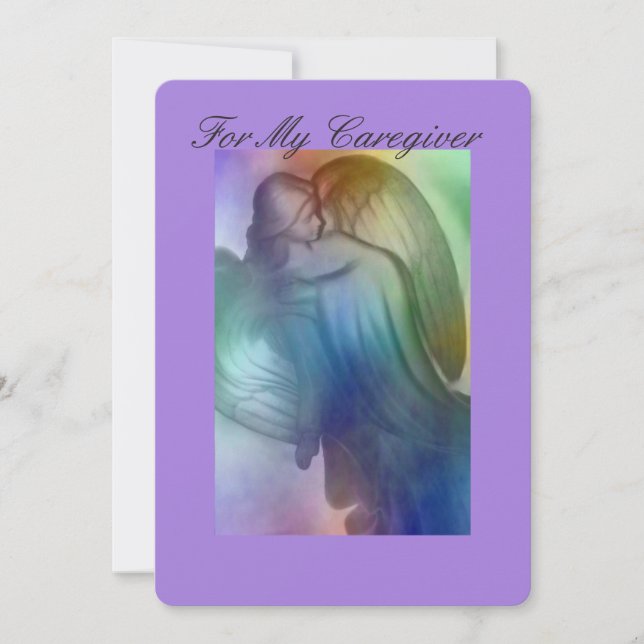 Tarjeta De Agradecimiento Ángel arcoiris - Cuidador (Anverso)