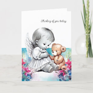 Tarjeta De Agradecimiento Ángel bebé y oso