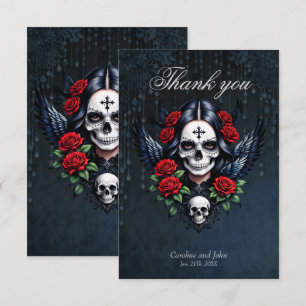 Tarjeta De Agradecimiento Ángel de la Catrina con Rosas.