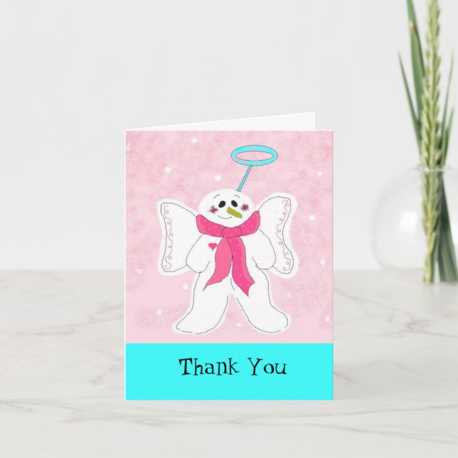 Tarjeta De Agradecimiento Ángel de nieve Gracias (Anverso)