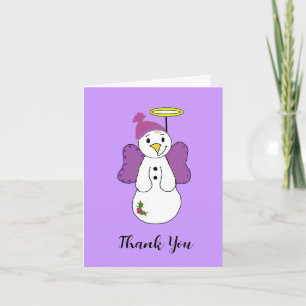 Tarjeta De Agradecimiento Ángel de Nieve Morado Gracias