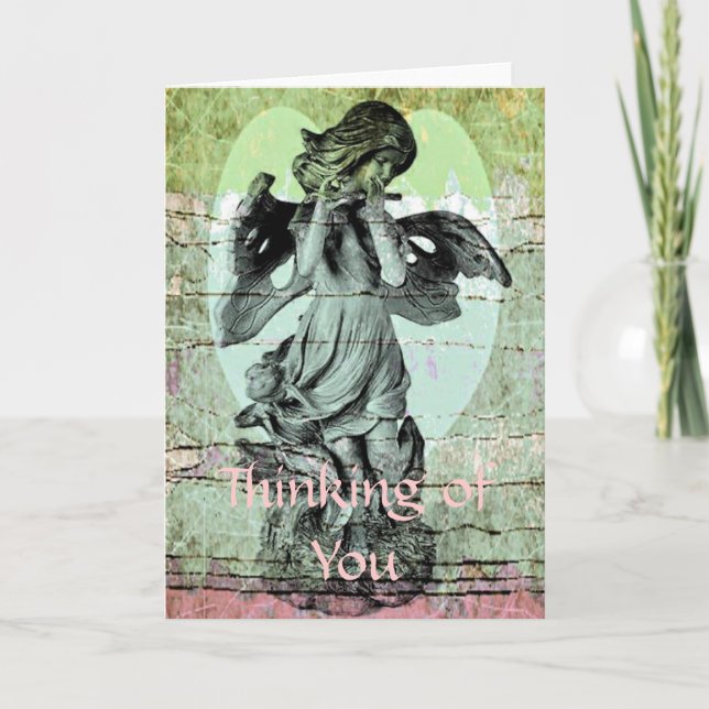 Tarjeta De Agradecimiento Angel Flute Heart Thinking of You Greaming Card (Anverso)