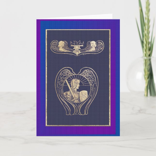 Tarjeta De Agradecimiento Angel Heraldry Con Espada (Anverso)