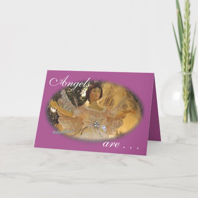 Tarjeta De Agradecimiento Ángel oval en personalizar púrpura (Anverso)
