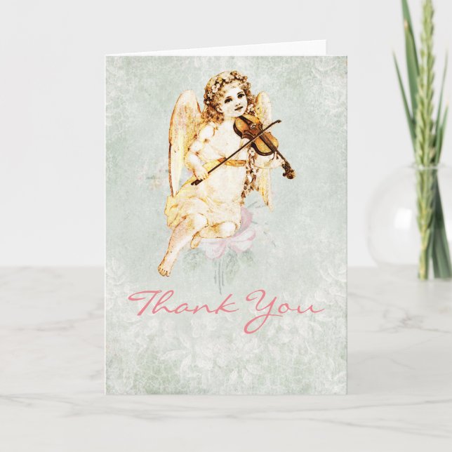 Tarjeta De Agradecimiento Ángel tocando un violín gracias (Anverso)