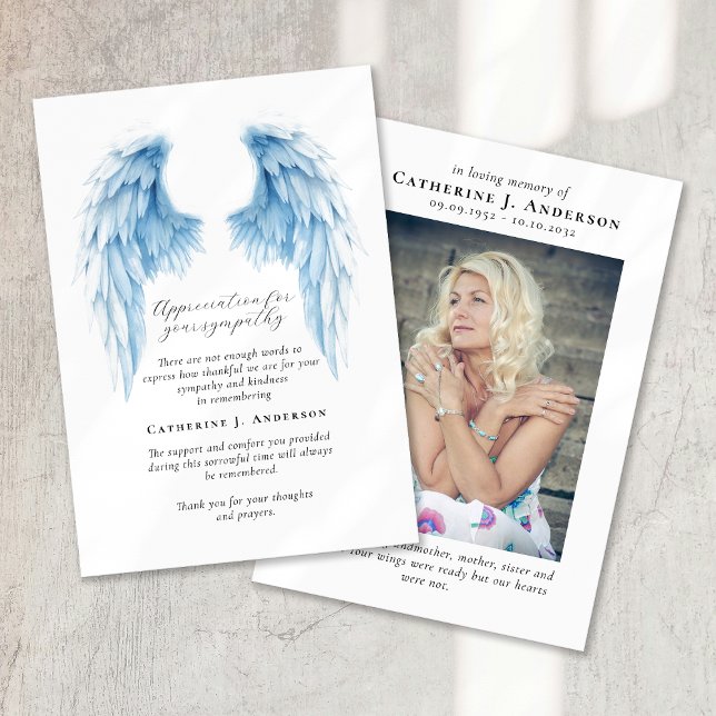 Tarjeta De Agradecimiento Ángel Wings Photo Sympathy Funeral Memorial (Subido por el creador)
