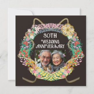 Tarjeta De Agradecimiento Anillo de flores japonés y asiático con Mizuhiki