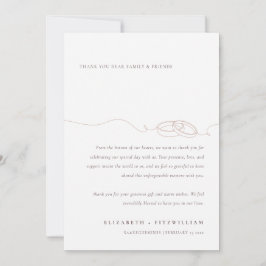 Tarjeta De Agradecimiento Anillos Bodas simples mínimos | Boda rosa de Rubor