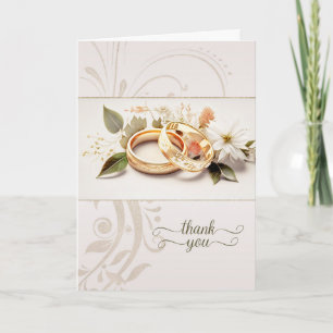 Tarjeta De Agradecimiento Anillos de boda de oro Novia y Novio Boda