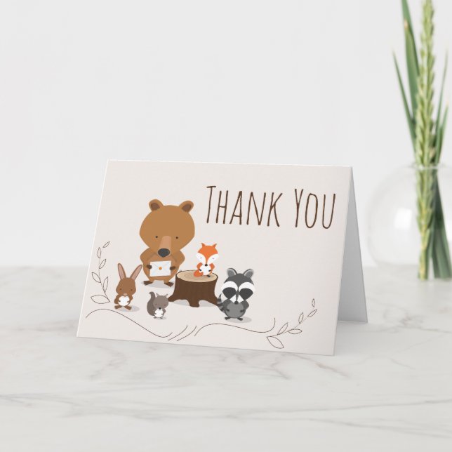 Tarjeta De Agradecimiento Animal Cute Woodland (Anverso)