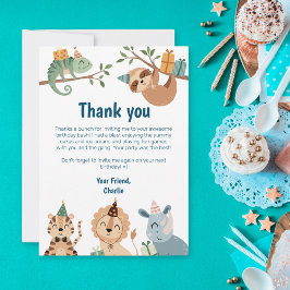 Tarjeta De Agradecimiento Animal de fiesta en la selva, gracias por las invi
