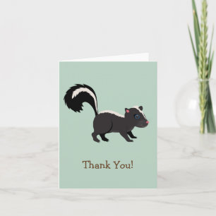 Tarjeta De Agradecimiento Animal de Woodland, zorrillo en verde sabio gracia