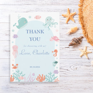 Tarjeta De Agradecimiento Animales acuáticos submarinos acuáticos juguetones