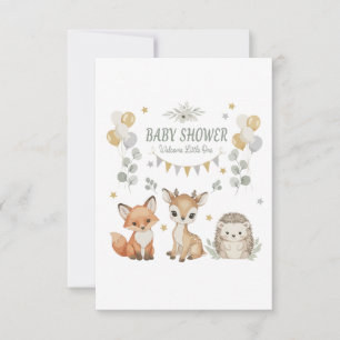 Tarjeta De Agradecimiento Animales adorables del bosque Baby Shower   Zorro,