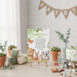 Tarjeta De Agradecimiento Animales Adorables Fiesta de Bebé Bosque Vegetació