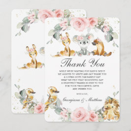 Tarjeta De Agradecimiento Animales australianos adorables con vegetación flo