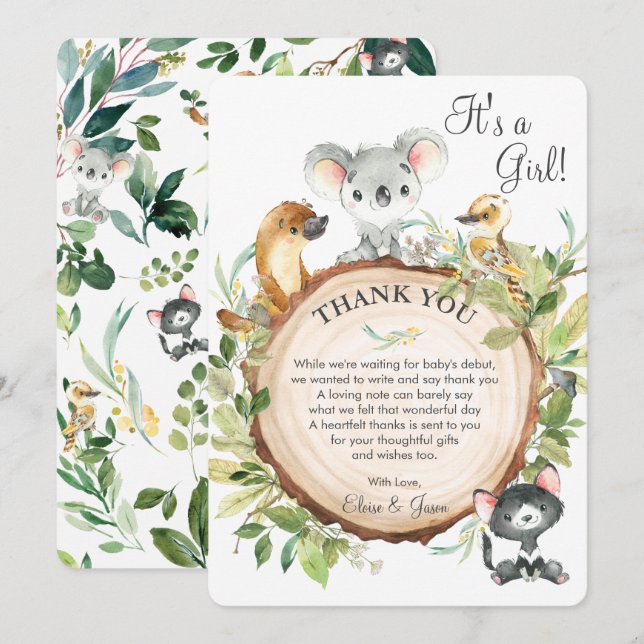 Tarjeta De Agradecimiento Animales australianos adorables koala neutral Baby (Anverso / Reverso)