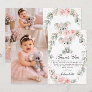 Tarjeta De Agradecimiento Animales australianos Cumpleaños Foto Floral Rosa