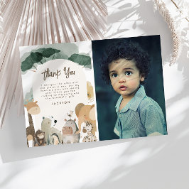 Tarjeta De Agradecimiento Animales de Acuarela Fiesta Fotos Cumpleaños Fiest