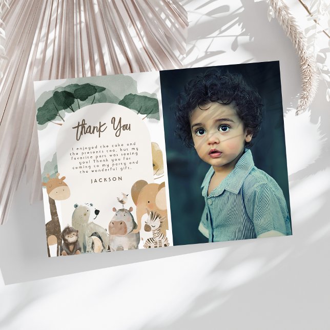 Tarjeta De Agradecimiento Animales de Acuarela Fiesta Fotos Cumpleaños Fiest (Subido por el creador)