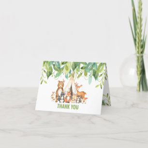 Tarjeta De Agradecimiento Animales de bosque tribal Baby Shower Neutral fore