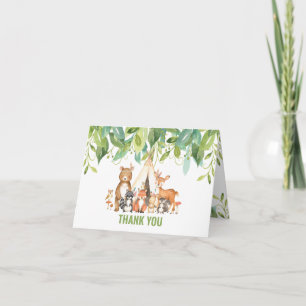 Tarjeta De Agradecimiento Animales de bosque tribal Baby Shower Neutral fore