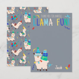Tarjeta De Agradecimiento Animales de Fiesta de Cumpleaños de Llama de Agrad
