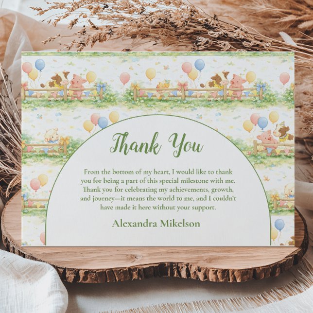 Tarjeta De Agradecimiento Animales de Granja Corral Cumpleaños 1 (Subido por el creador)