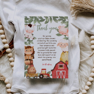 Tarjeta De Agradecimiento Animales de granja en acuarela Baby Shower