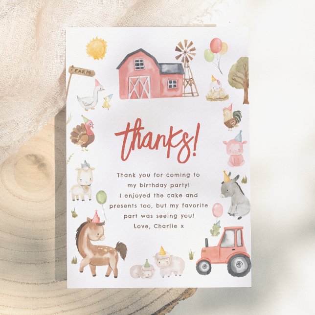 Tarjeta De Agradecimiento Animales de Granja Foto Cumpleaños (Subido por el creador)