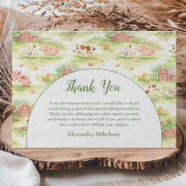 Tarjeta De Agradecimiento Animales de granja rústicos Cumpleaños 1