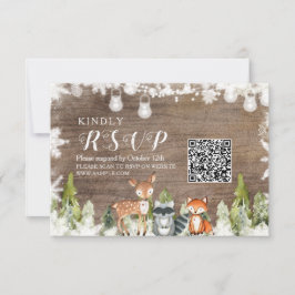 Tarjeta De Agradecimiento Animales de invierno Madera Copos de nieve Baby Sh