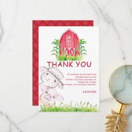 Tarjeta De Agradecimiento Animales de la granja de acuarela cutánea