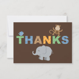 Tarjeta De Agradecimiento Animales de la Jungla Marrón Coloridos para la Fie